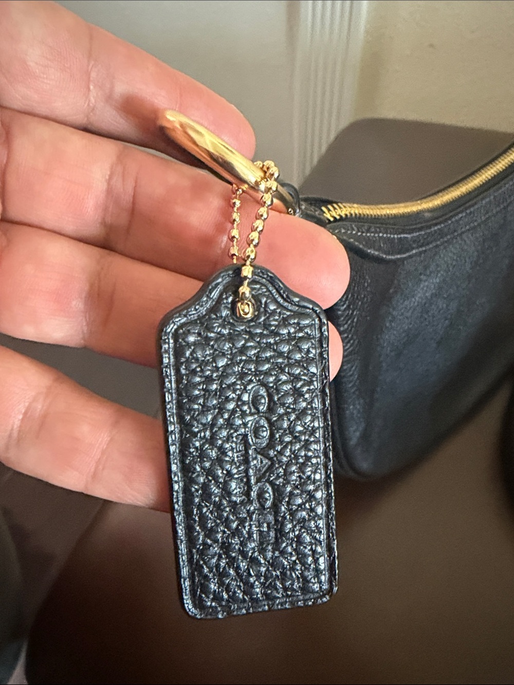 Coach Black Pebbled Leather Crescent Shoulder Bag with Gold Hardware - Picture 4 of 9